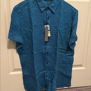 NWT Perry  Ellis Blue Casual Short Sleeve Shirt